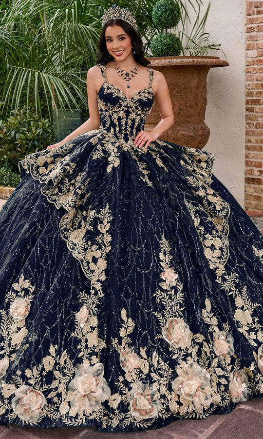 Rachel Allan Bridal RQ3140 - V-Neck Beaded Embroidered Ballgown