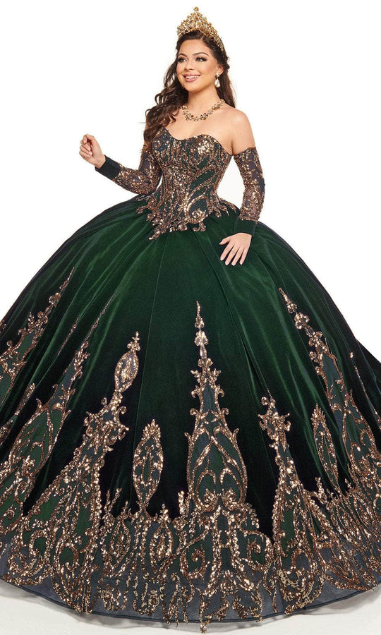 Rachel Allan MQ3051 - Velvet Ball Gown with Detachable Sleeves