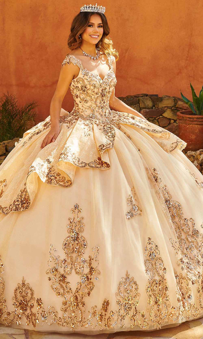 Rachel Allan MQ3093 - Bow Back Quinceanera Ballgown Special Occasion Dress 0 / Champagne Rose Gold