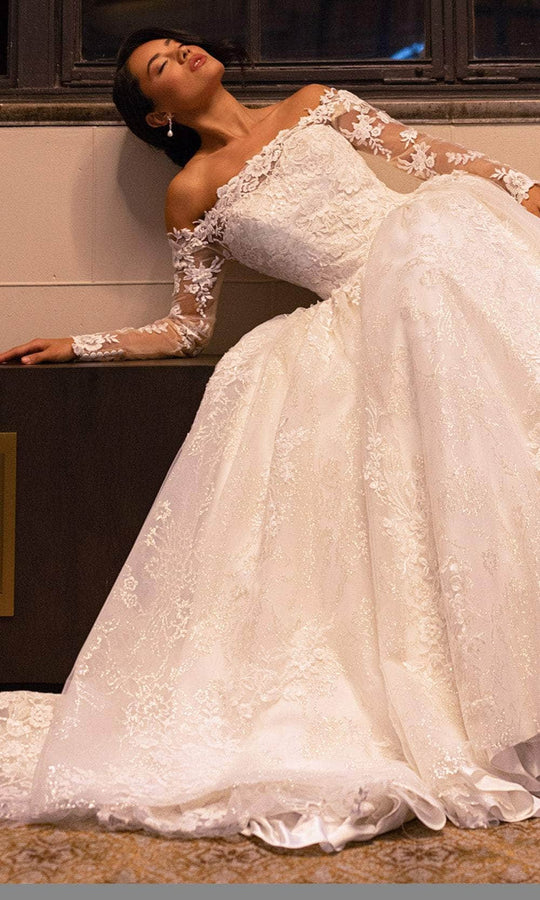 Rachel Allan RB3224 - Off Shoulder Floral Lace Wedding Ballgown
