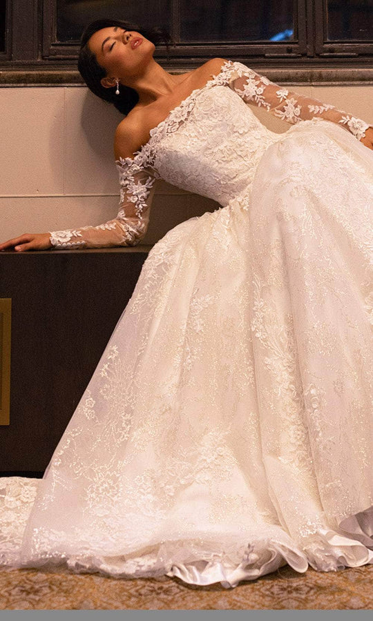 Rachel Allan RB3224 - Off Shoulder Floral Lace Wedding Ballgown