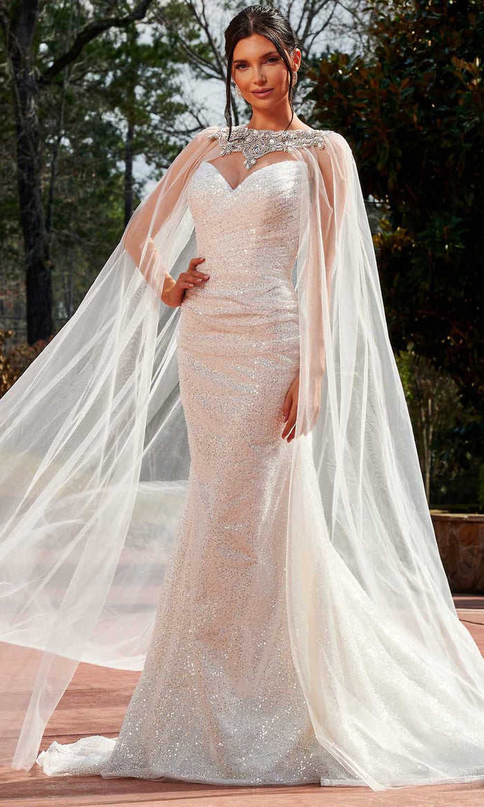 Rachel Allan RB4155 - Strapless Sequin Bridal Gown Bridal Dresses 0 / Ivory Silver