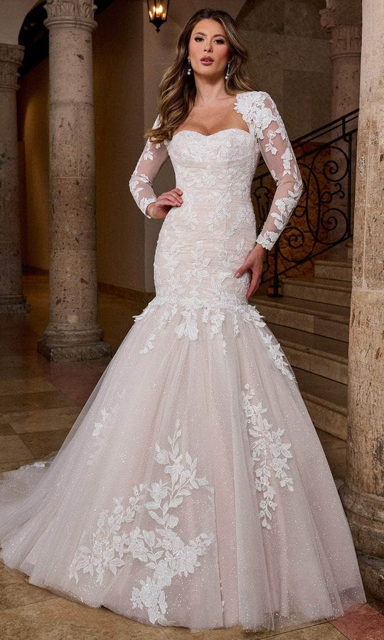 Rachel Allan RB4205 - Strapless Appliqued Wedding Gown