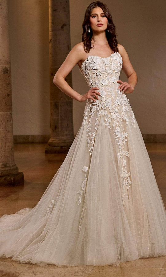 Rachel Allan RB5042 - Lace Applique Strapless Bridal Gown