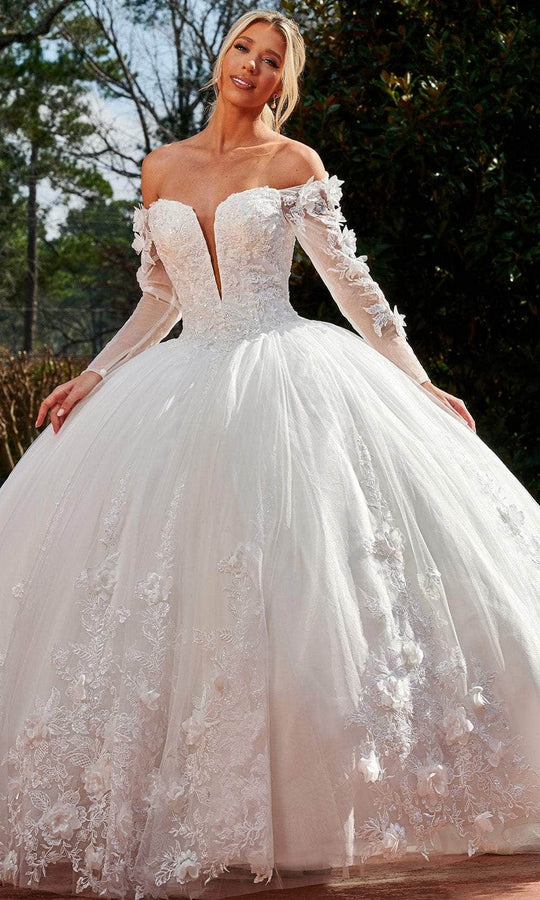 Rachel Allan RB6129 - Off Shoulder Long Sleeve Ball Gown