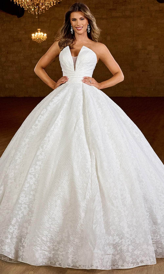 Rachel Allan RB6150 - V-Neck Floral Print A-Line Gown