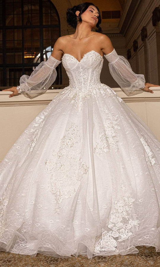 Rachel Allan RB6163 - Sweetheart Lace Ballgown with Detachable Sleeves