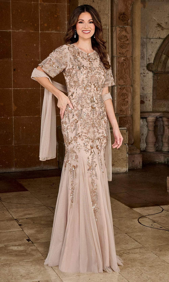 Rachel Allan RB8128 - Beaded Jewel Neck Evening Dress