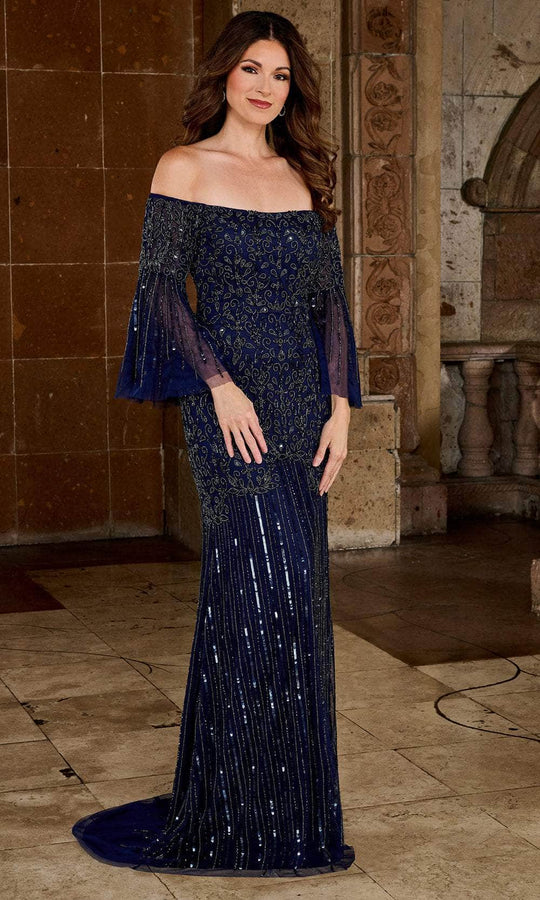 Rachel Allan RB8134 - Beaded Off-Shoulder Evening Dress