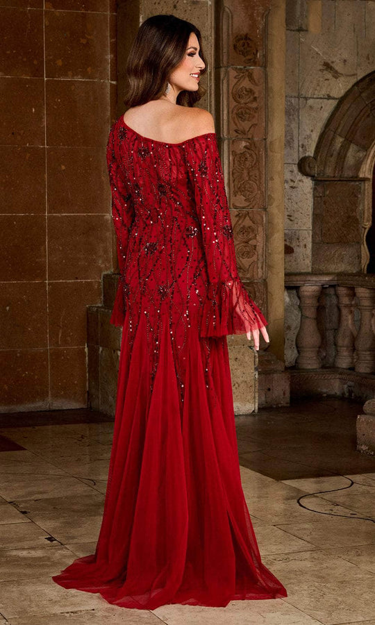 Rachel Allan RB8135 - Long Sleeve Flared Wrist Detailed Evening Dress