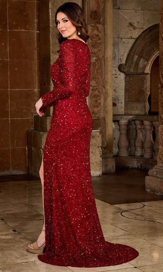 Rachel Allan RB8139 - Long Sleeve V-Neck Evening Dress