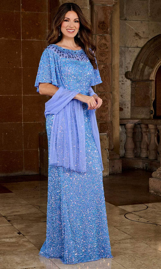 Rachel Allan RB8141 - Beaded Bateau Neck Evening Dress