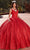 Rachel Allan RQ1127 - Embellished V-Neck Quinceanera Ballgown Ball Gowns 0 / Red