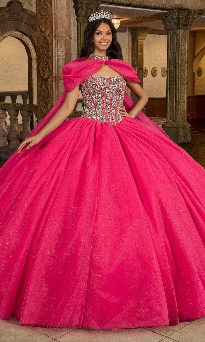 Rachel Allan RQ1130 - Beaded Strapless Ballgown Quinceanera Dresses 0 / Bright Pink