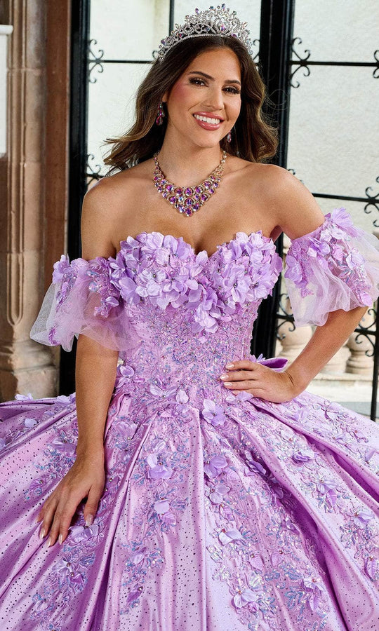 Rachel Allan RQ1157 - Sparkle Satin Off Shoulder Ballgown