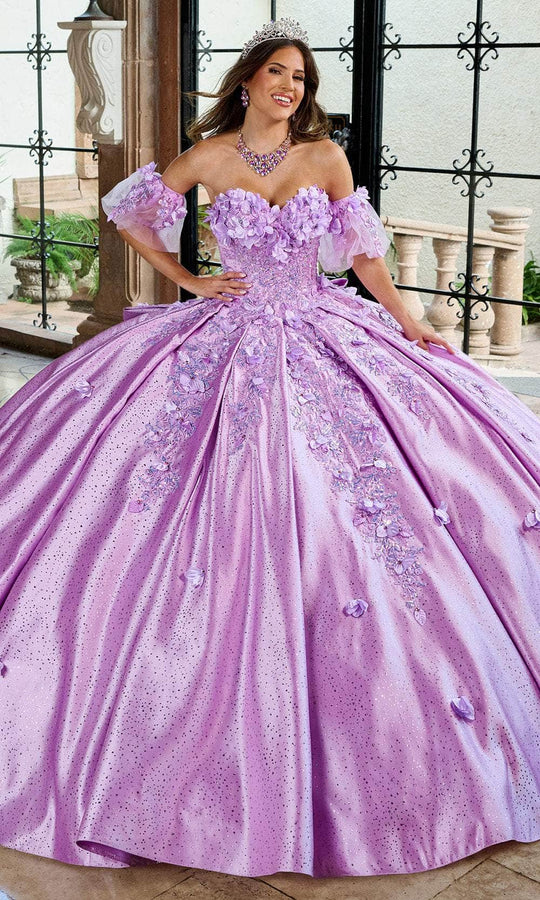 Rachel Allan RQ1157 - Sparkle Satin Off Shoulder Ballgown