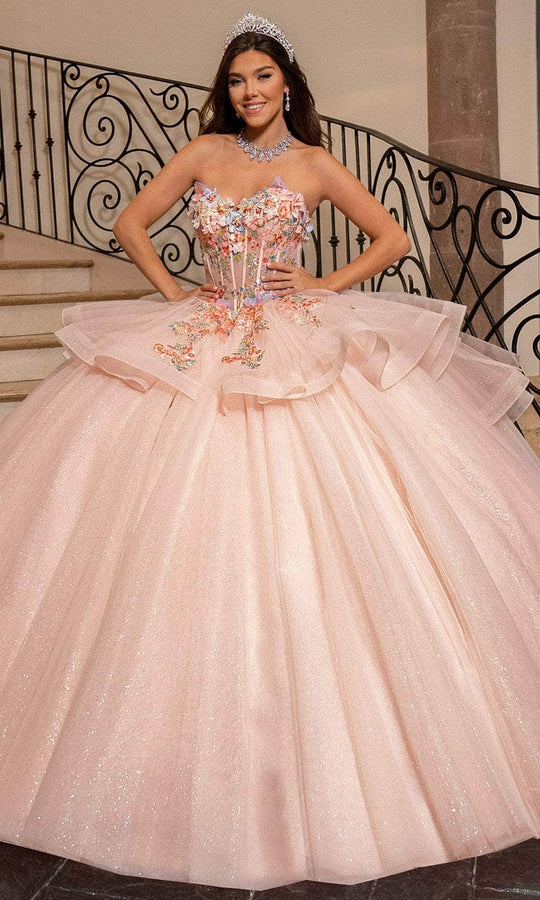 Rachel Allan RQ1161 - Floral Appliqued Strapless Ballgown