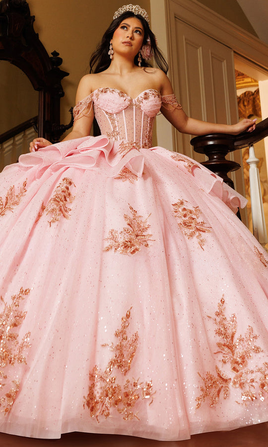 Rachel Allan RQ1194 - Applique Beading Tiered Ballgown