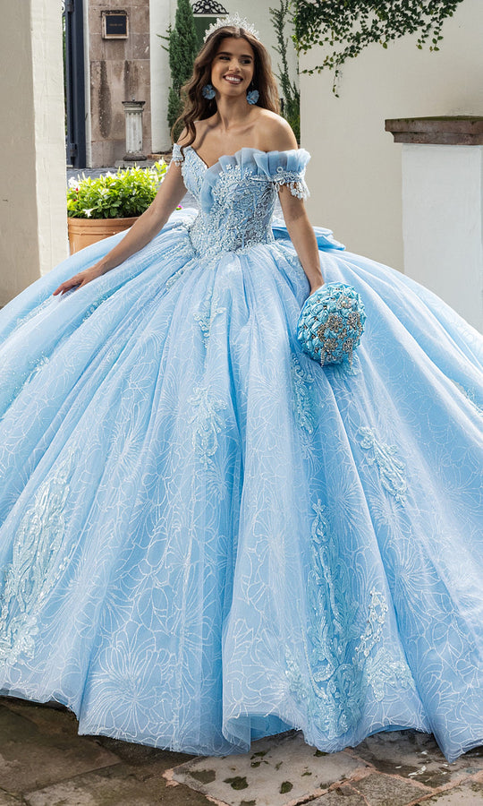 Rachel Allan RQ2246 - Off Shoulder Floral Ball Gown