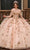 Rachel Allan RQ3120 - Off Shoulder Appliqued Ballgown Ball Gowns 0 / Blush Rose Gold