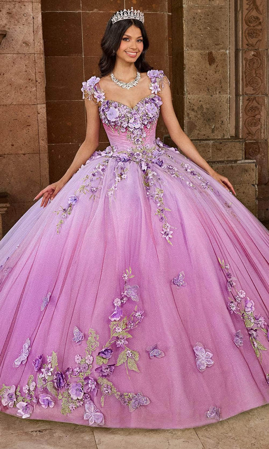 Rachel Allan RQ3125 - 3D Floral Embellished Lace-Up Back Ballgown