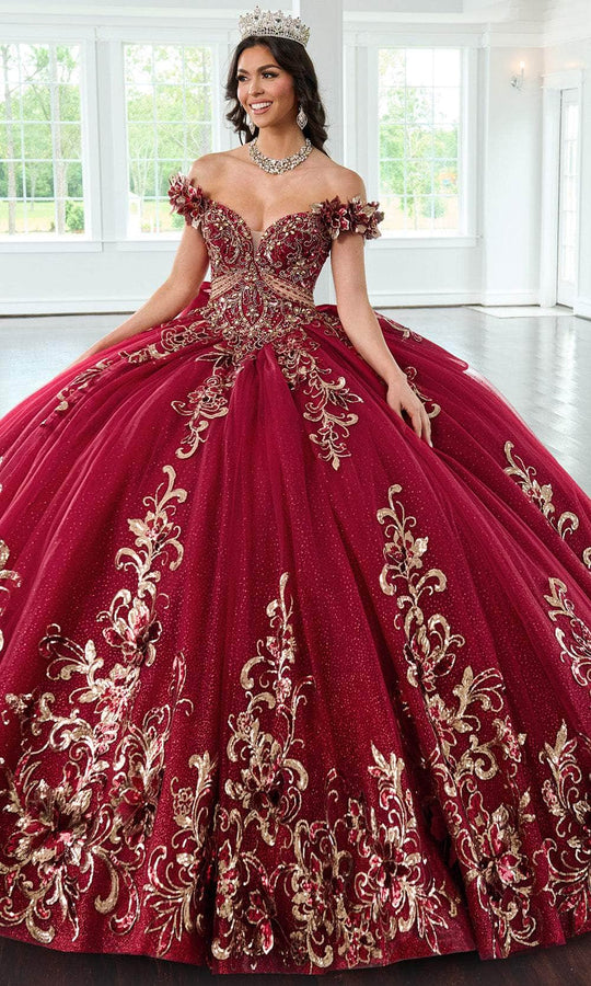 Rachel Allan RQ3145 - Floral Appliqued Sweetheart Ballgown with Bow