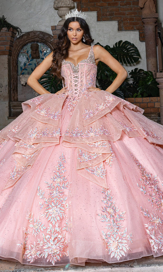 Rachel Allan RQ3158 - Tiered Glitter Embroidered Quince Gown