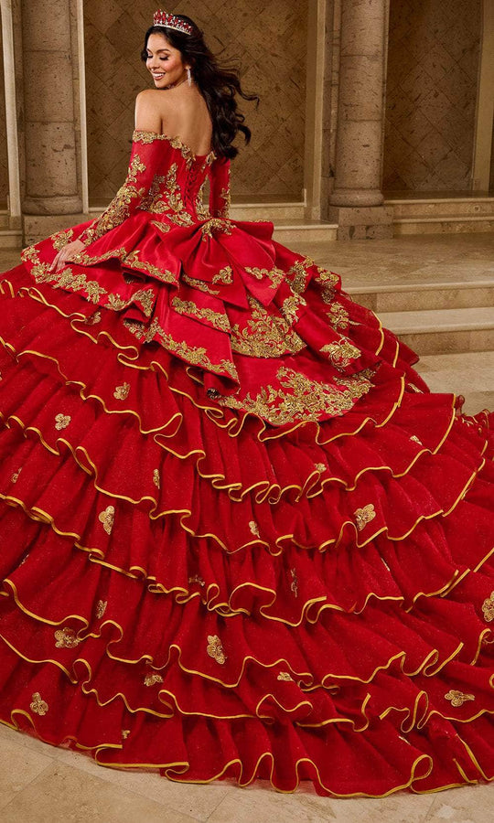 Rachel Allan RQ5012 - Gold Embroidered Off Shoulder Ballgown