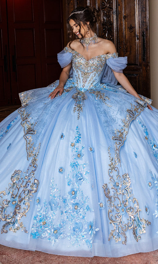 Rachel Allan RQ6010 - Beaded Lace Off Shoulder Ball Gown