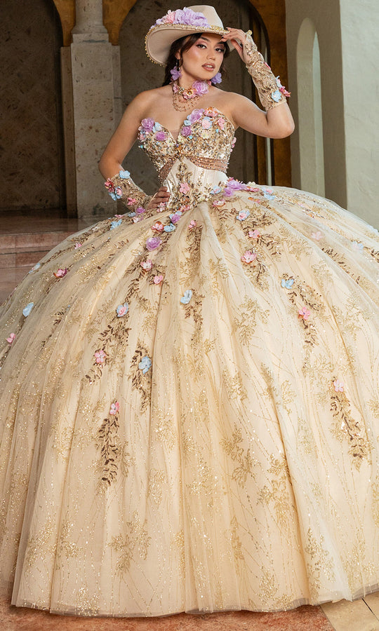 Rachel Allan RQ6011 - Floral Applique Ball Gown