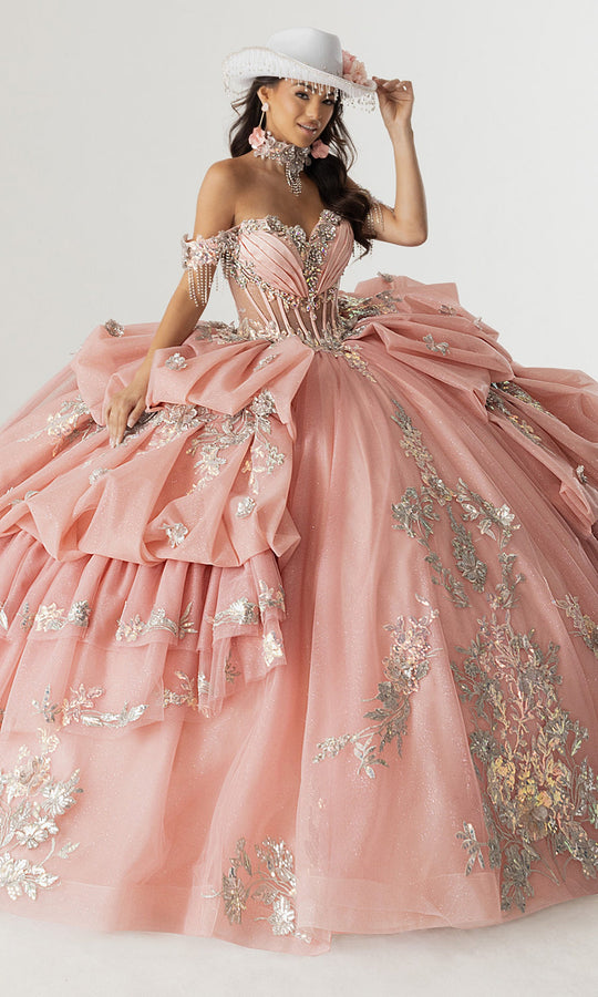 Rachel Allan RQ6014 - Floral Applique Ball Gown