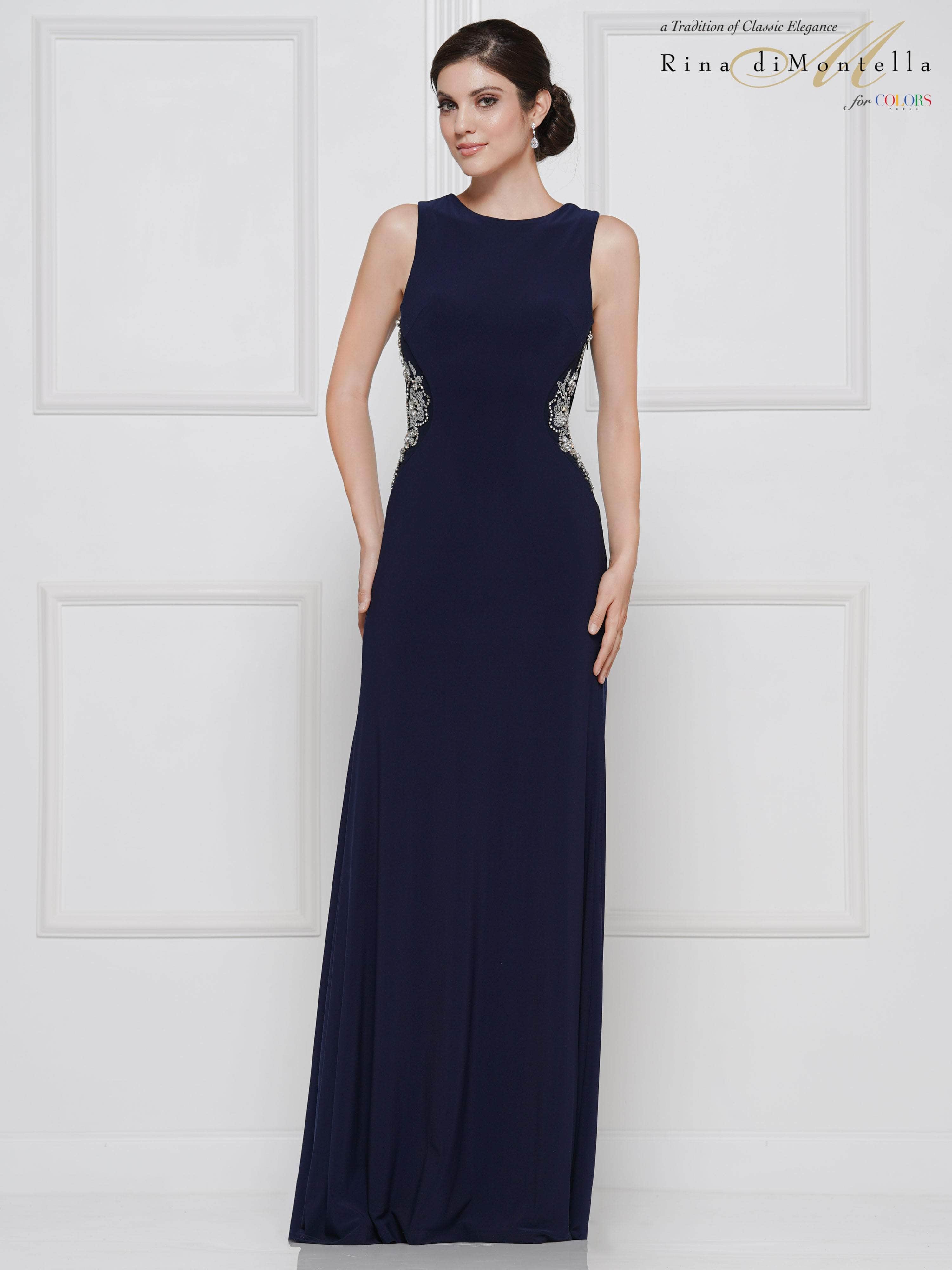Rina Di Montella RD2029 - Beaded Cowl Back Evening Dress Couture Candy Rina Di Montella RD2029 - Beaded Cowl Back Evening Dress Couture Candy