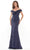 Rina Di Montella RD2740 - Laced Off Shoulder Formal Gown Mother of the Bride Dresses 14 / Light Blue