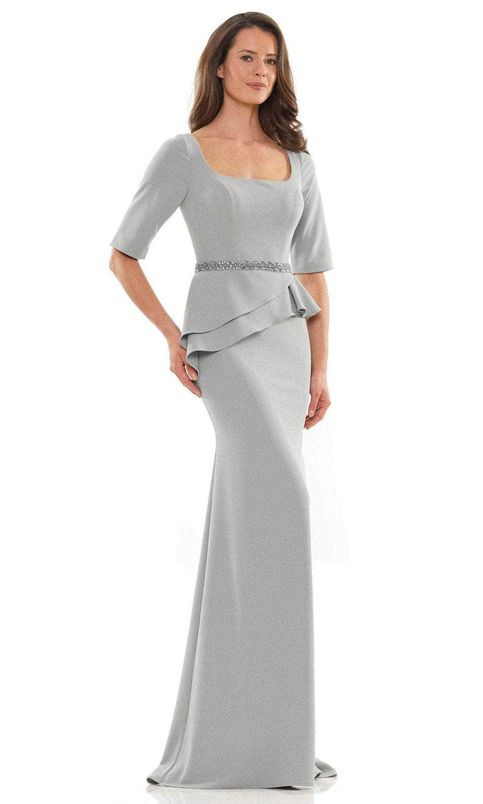 Rina Di Montella RD2761 - Square Neck Peplum Evening Dress Evening Dresses 12 / Seaglass