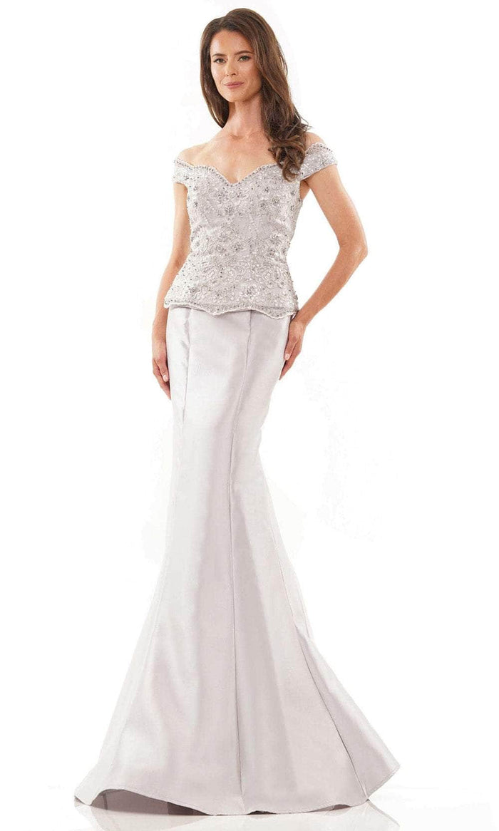 Rina di Montella RD2785 - Beaded Off-Shoulder Evening Gown Evening Dresses 4 / Grey