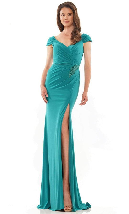 Rina Di Montella RD2824 - Cap sleeve Faux Wrap Formal Gown