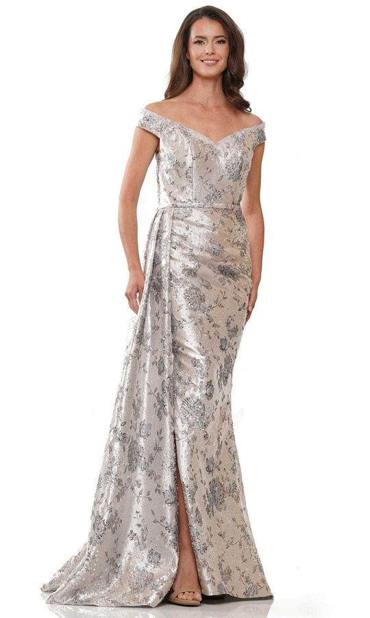 Rina di Montella RD2912 - Jacquard Off-Shoulder Long Gown