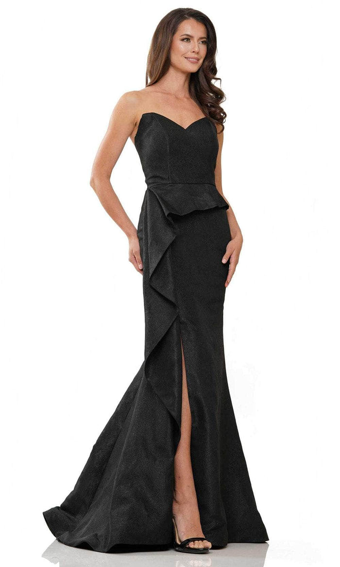 Rina di Montella RD2936 - Strapless Side Ruffle Evening Gown Evening Dresses 4 / Black