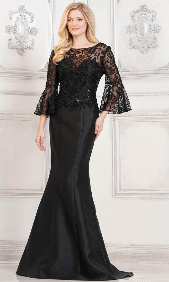 Rina di Montella RD2939-1 - Beaded Floral Mermaid Evening Dress