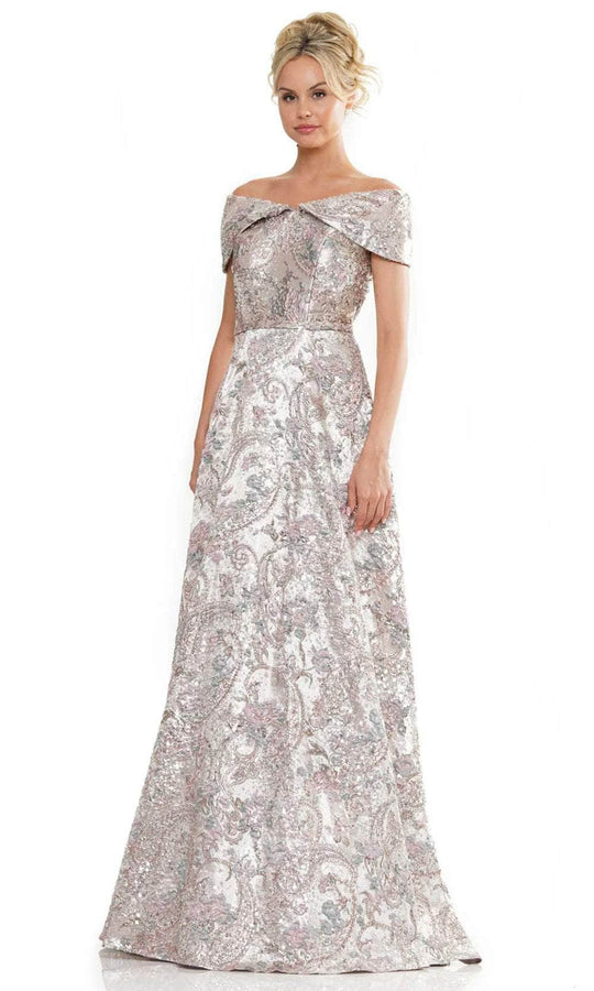 Rina di Montella RD2986 - Off-Shoulder Jacquard Long Gown