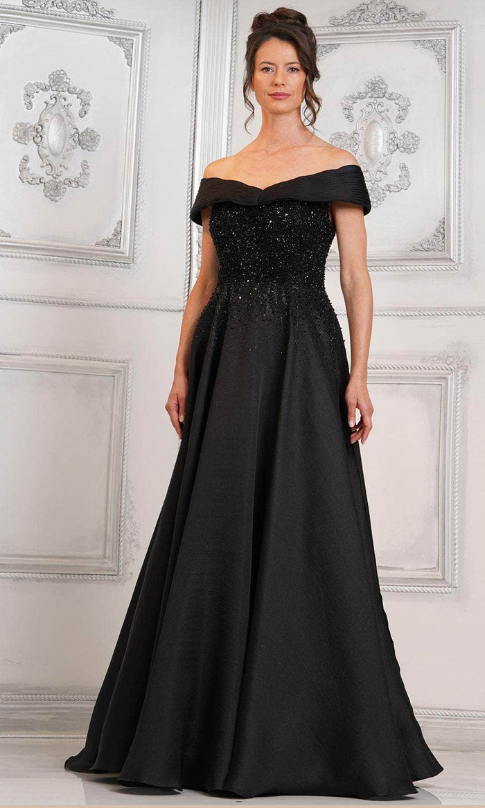 Rina di Montella RD3102 - Beaded Off Shoulder Formal Gown Special Occasion Dress 6 / Black