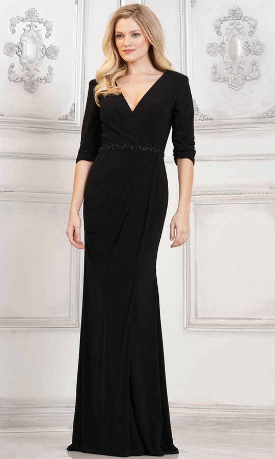 Rina di Montella RD3109 - Ruched V-Neck Evening Dress