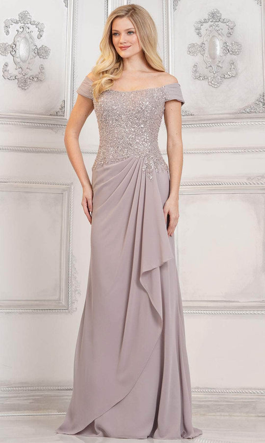 Rina di Montella RD3128 - Cap Sleeve Beaded Top Formal Gown