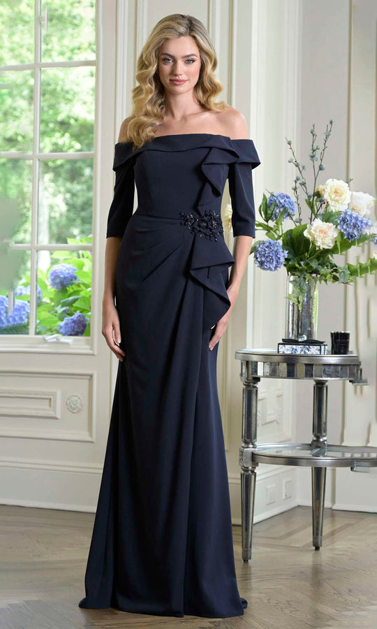 Rina di Montella RD3202-1 - Ruffle Accent Off Shoulder Dress