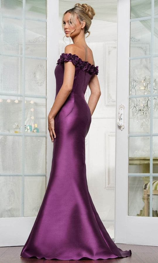 Rina Di Montella RD3205 - 3D Floral Straight Neckline Formal Gown