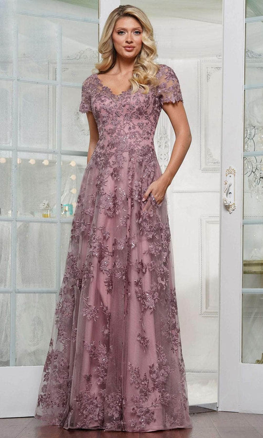 Rina di Montella RD3248-1 - Floral Embroidered A-line Formal Gown