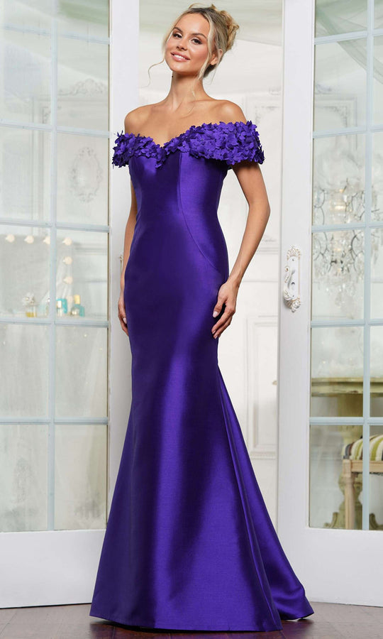 Rina di Montella RD3254-1 - Mermaid Off Shoulder Dress with 3D Florals