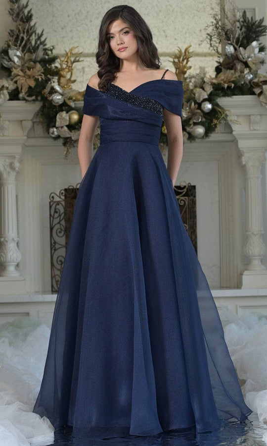 Rina Di Montella RD3303 - Beaded Cold Shoulder A-line Gown