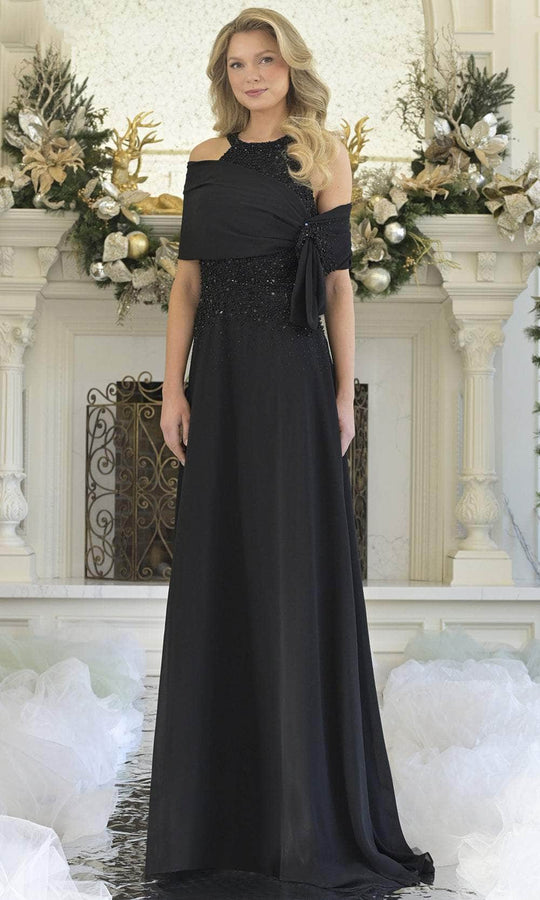 Rina di Montella RD3304-1 - Beaded Halter Chiffon Gown with Shawl