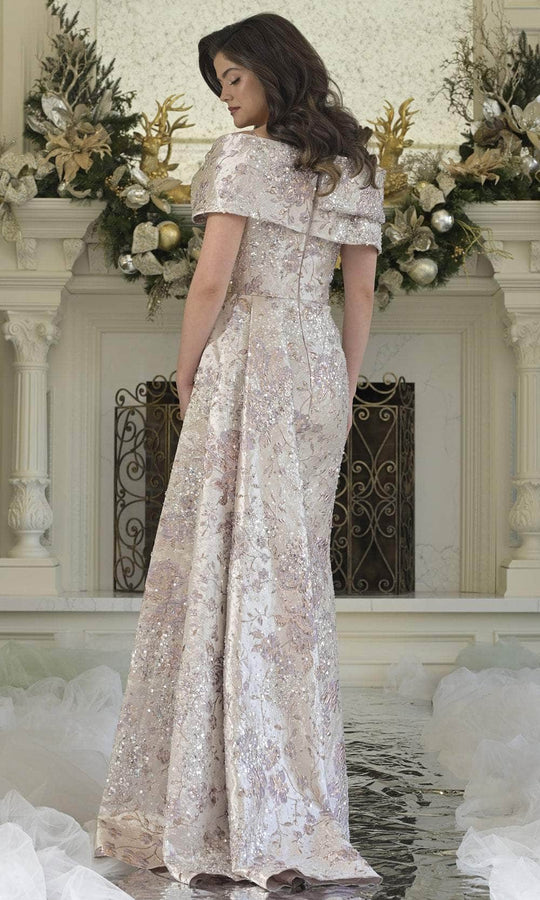 Rina Di Montella RD3306 - Off Shoulder Floral Beaded Gown